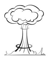 nucleaire explosie in een lineaire stijl. gevaar van het gebruik van massavernietigingswapens. internationale dag tegen kernproeven. zwart-wit vector