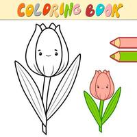 kleurboek of pagina voor kinderen. tulp zwart-wit vector