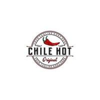 chili, pittig, sausbadge vintage, restaurantlogo-indelingen vector