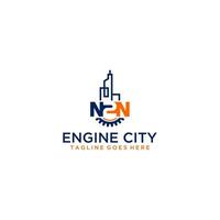 n2n initiële city engineering logo-ontwerp vector