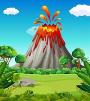 natuurscène van vulkaanuitbarsting vector