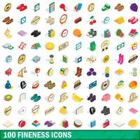100 fijnheid iconen set, isometrische 3D-stijl vector