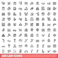 100 wet iconen set, Kaderstijl vector