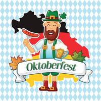 oktoberfest duitse man concept achtergrond, cartoon stijl vector