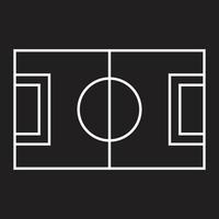 eps10 witte vector voetbalveld of voetbalveld lijn kunst pictogram in eenvoudige platte trendy moderne stijl geïsoleerd op zwarte achtergrond