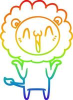 regenbooggradiënt lijntekening happy cartoon leeuw vector