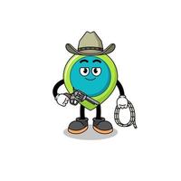 karaktermascotte van locatiesymbool als cowboy vector