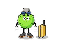 virusmascotte die vakantie doet vector