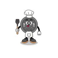 mascotte illustratie van barbell plate chef vector