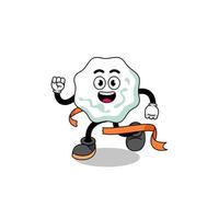 mascotte cartoon van kauwgom die op de finishlijn loopt vector