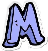 sticker van een tekenfilm letter m vector