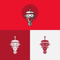 santa robot kerst schattig karakter emotie emoticon logo ontwerp vector. kleurrijke technologie sticker kunst met zachte achtergrond. abstracte grafische illustratie. vector