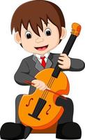 jongen die cello-cartoon speelt vector