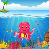 schattige octopus onder de zee vector