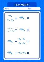 hoeveel tellen spel met dolfijn. werkblad voor kleuters, activiteitenblad voor kinderen vector