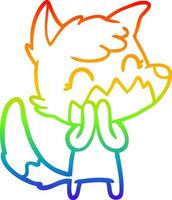 regenbooggradiënt lijntekening happy cartoon fox vector