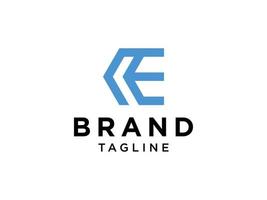 abstracte eerste letter e-logo. blauwe lineaire stijl met lijncombinatie. bruikbaar voor bedrijfs- en technologielogo's. platte vector logo-ontwerpsjabloon sjabloon.