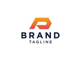 eerste letter p-logo. oranje geometrische lineaire afgeronde stijl geïsoleerd op een witte achtergrond. bruikbaar voor bedrijfs- en merklogo's. platte vector logo-ontwerpsjabloon sjabloon.
