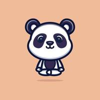 schattige panda doet meditatie premium vector