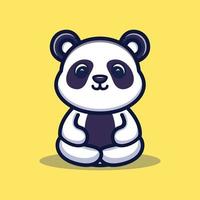 schattige panda doet meditatie premium vector