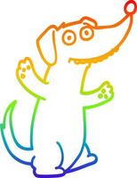regenbooggradiënt lijntekening cartoon hond vector