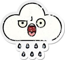 noodlijdende sticker van een schattige cartoon regenwolk vector