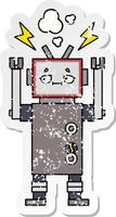 noodlijdende sticker van een schattige cartoonrobot vector