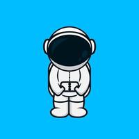 schattige astronaut cartoon vector pictogram illustratie. technologie wetenschap pictogram concept geïsoleerde premium vector. platte cartoonstijl