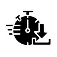 snel downloaden zwart glyph-pictogram. gegevens overdragen. digitale bestanden ontvangen van een extern systeem. dynamische beweging. silhouet symbool op witte ruimte. solide pictogram. vector geïsoleerde illustratie