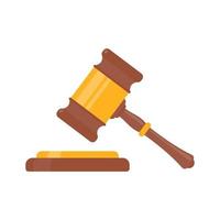 rechter hamer gebruiken stoten om een rechtszaak te beslissen. een houten hamer om de veiling te sluiten. vector