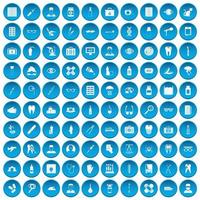 100 dokter iconen set blauw vector
