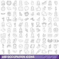 100 bezetting iconen set, Kaderstijl vector