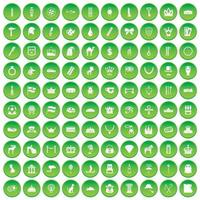 100 kroonpictogrammen instellen groene cirkel vector