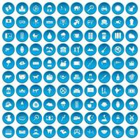 100 koe iconen set blauw vector