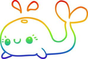 regenbooggradiënt lijntekening schattige cartoon walvis vector