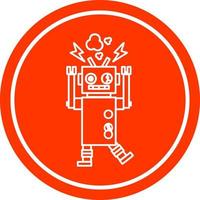 defecte robot cirkelpictogram vector