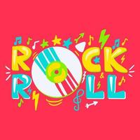 rock n roll cartoon vector belettering