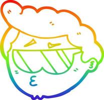 regenbooggradiënt lijntekening cartoon jongen met zonnebril vector