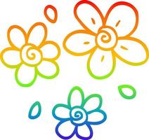 regenboog gradiënt lijntekening cartoon bloemen vector