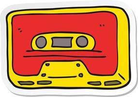 sticker van een cartoon oude bandcassette vector