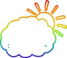 regenbooggradiënt lijntekening cartoon zon en wolk symbool vector