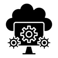 glyph-pictogram voor cloud computing vector