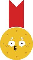 platte kleur retro cartoon gouden medaille vector