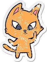 verontruste sticker van een verwarde cartoonkat vector