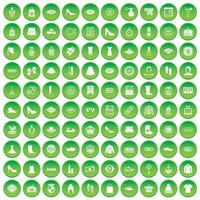 100 vrouw pictogrammen instellen groene cirkel vector