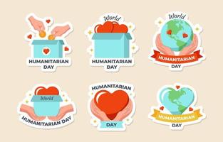 stickers voor wereld humanitaire dag vector