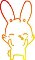 warme gradiënt lijntekening nieuwsgierig zwaaiend konijntje cartoon vector