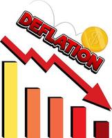 rode pijl naar beneden met deflatiewoord vector