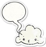 cartoon wolk en tekstballon noodlijdende sticker vector