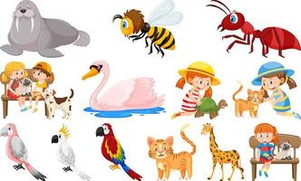 set van verschillende wilde dieren in cartoonstijl vector